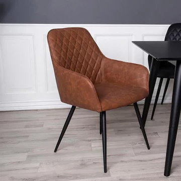 Harbo dining chair - set of 2 - vintage brown - faux leather