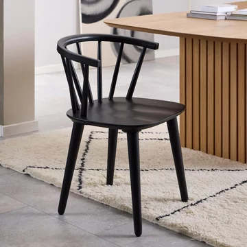 Ida dining chair - set of 2 - black - spindle curved back