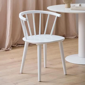 Ida dining chair - set of 2 - white - spindle curved back