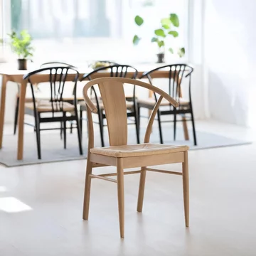Janik dining chair - set of 2 - oak - curved back