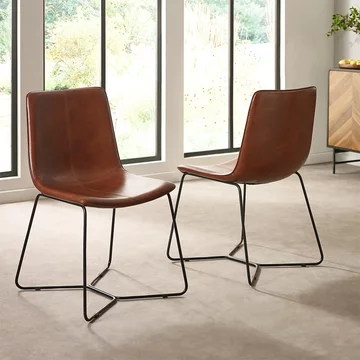 Joren dining chair - set of 2 - tan brown faux leather