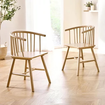 Kaito dining chair - set of 2 - curved - oak