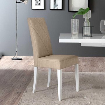 Lisa dining chair - set of 2 - beige faux leather