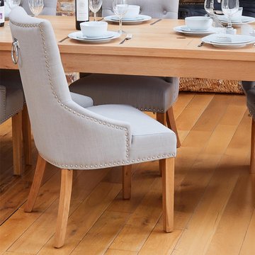 Mobel oak dining chairs - set of 2 - accent grey fabric
