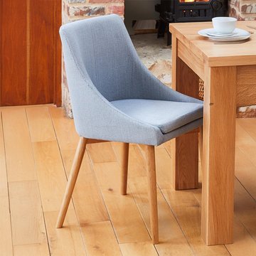 Mobel oak dining chairs - set of 2 - grey fabric upholstered