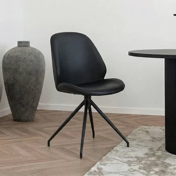 Monte carlo dining chair - set of 2 - black - faux leather - swivel
