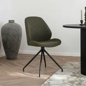 Monte carlo dining chair - set of 2 - green - boucle fabric - swivel