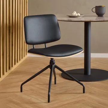 Owen swivel dining chair - set of 2 - black faux leather