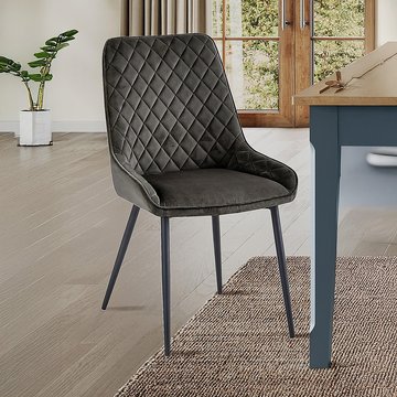 Signature blue dining chair - set of 2 - grey fabric