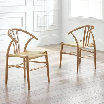 Symi dining chair - set of 2 - curved - natural oak