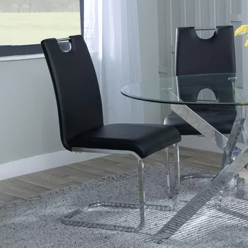 Bianco dining chair - black faux leather - chrome cantilever base