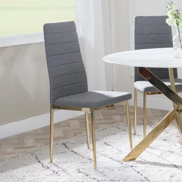 Clearance - lido dining chair - set of 4 - dark grey fabric - gold legs