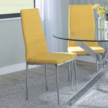 Clearance - lido dining chair - set of 4 - yellow fabric - chrome legs