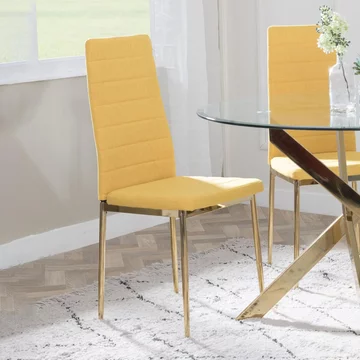 Clearance - lido dining chair - set of 4 - yellow fabric - gold legs