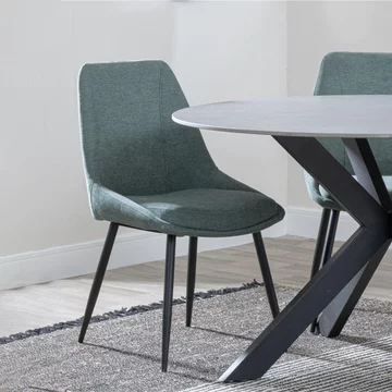 Clearance - darwin dining chair - green fabric - black legs