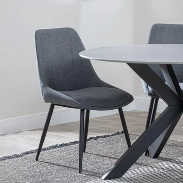 Clearance - darwin dining chair - grey fabric - black legs