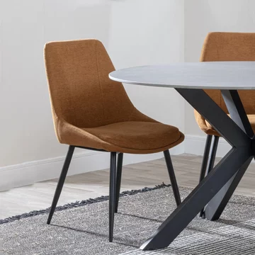 Clearance - darwin dining chair - orange fabric - black legs