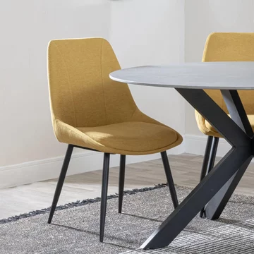 Clearance - darwin dining chair - yellow fabric - black legs