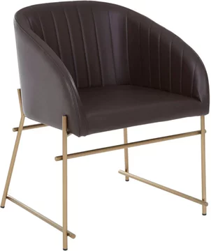 Delta dining chair - brown faux leather with gold legs