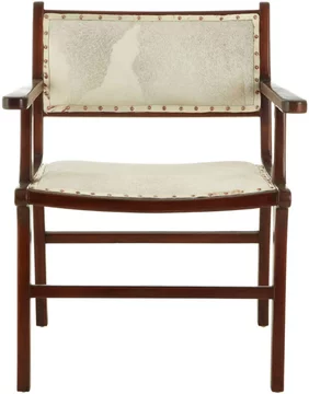 Kendari dining armchair - beige leather with teak wood