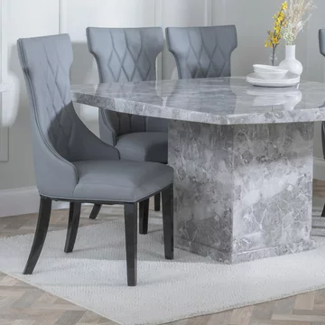 Mimi dining chair - large high back - grey leather - black legs