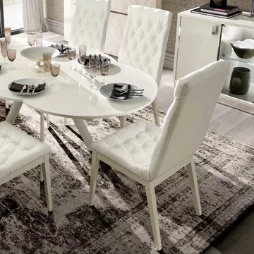 Roma italian dining chair - leather upholstered - capitonne - white