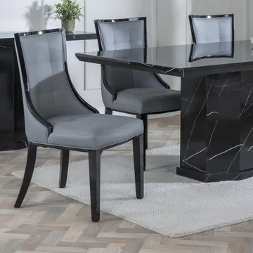 Paris dining chair - grey leather - black legs