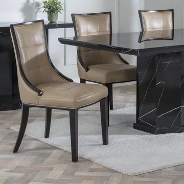 Paris dining chair - taupe leather - brown legs