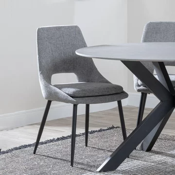 Clearance - peyton dining chair - grey fabric - black legs