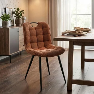 Symphony dining chair - set of 2 - rust orange and black - fabric and metal