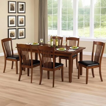 Canterbury extending dining set - 4-6 seater - 120cm-160cm - 4 leather chairs - mahogany