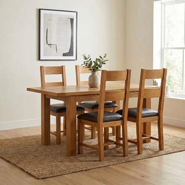 Somer extending dining set - 4-6 seater - 120cm-153cm - oak - 4 ladder back dining chair