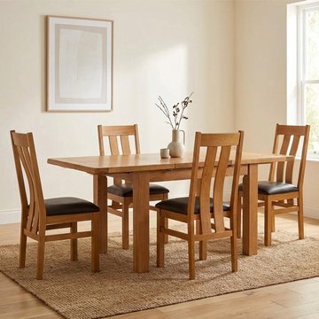 Somer extending dining set - 4-8 seater - 132cm-198cm - oak - 4 arizona slatted back dining chair