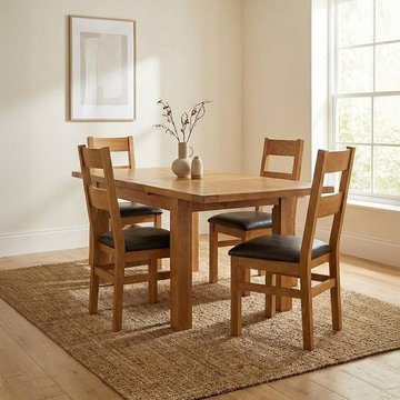 Somer extending dining set - 4-8 seater - 132cm-198cm - oak - 4 ladder back dining chair