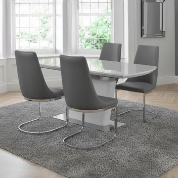 Como extending dining set - 160cm-200cm - 2-4 seater - 4 cantilever chairs - grey gloss