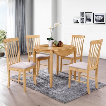 Cologne round drop leaf dining set - 4 seater - 61cm-91cm - light oak