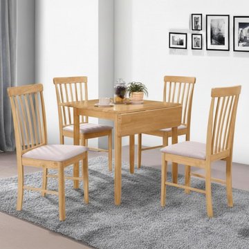 Cologne square drop leaf dining set - 4 seater - 61cm-97cm - light oak