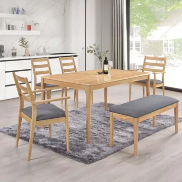 Orlando dining set 6 seater 150cm oak with bench