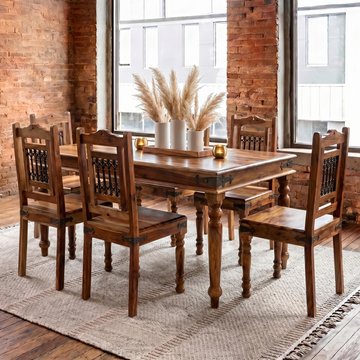 Jali dining set - 6 seater - with 6 chairs - sheesham wood