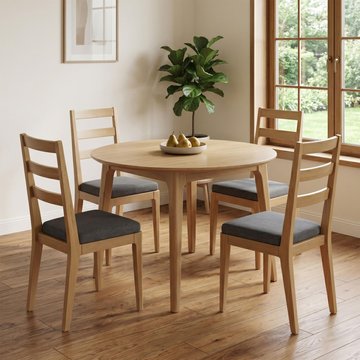 Cotswold oak dining set - 110cm - 4 seater - round - natural - 4 chairs