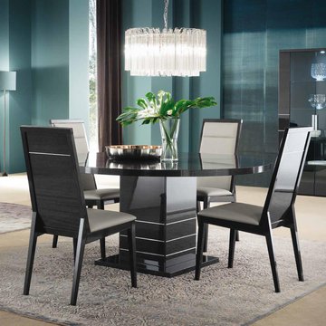 Versilia round dining set - 4 seater - 160cm - black - with 4 chairs