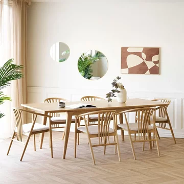 Darwin extending dining set - 180cm-230cm - natural - 6 agustin spindle back chairs