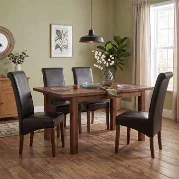 Andorra butterfly extending dining set - 120cm-165cm - 4-6 seater - dark acacia wood