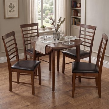 Hanover drop leaf dining set - 61cm-91cm - 2-4 seater - round - brown - dark oak - 4 chair