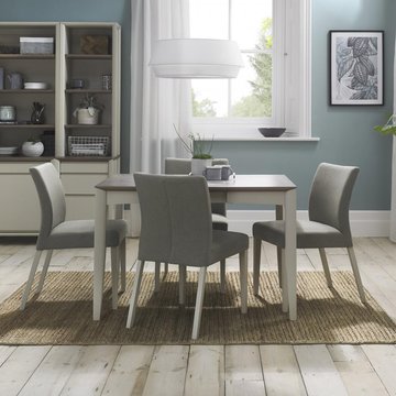 Bergen grey washed oak extending dining table set - 2-4 seater - 80cm-115cm - 4 titanium fabric chairs