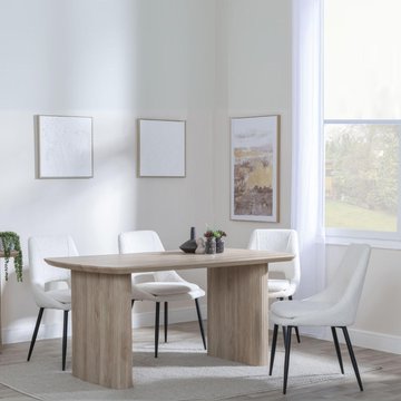 Bern fluted dining set - 6 seater - 160cm - oak - peyton dining chairs - cream fabric