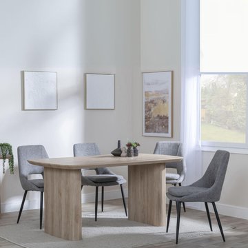 Bern fluted dining set - 6 seater - 160cm - oak - peyton dining chairs - grey fabric