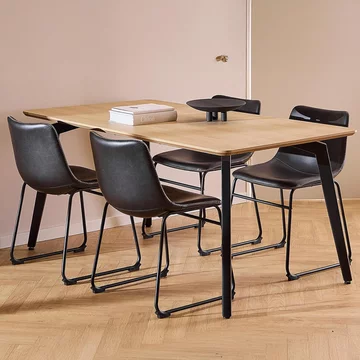 Cadiz dining set - 4 seater - 160cm - oak - with black vintage dining chair