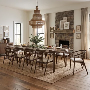 Darwin extending dining set - 240cm-340cm - dark brown - 10 agustin spindle back chairs