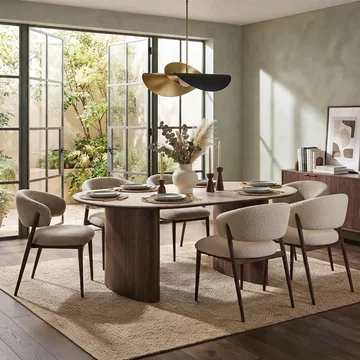 Delphi dining set - 210cm - oval - dark brown - ceramic and wooden - 6 cavi chairs